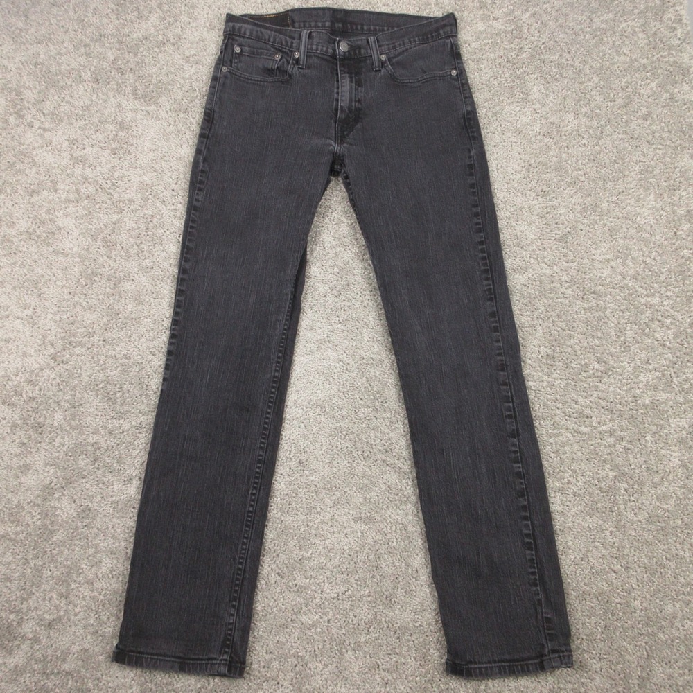 Levis Jeans Mens 32x31 (Tag 32x34) Black 514 Slim Straight Washed Denim Pants